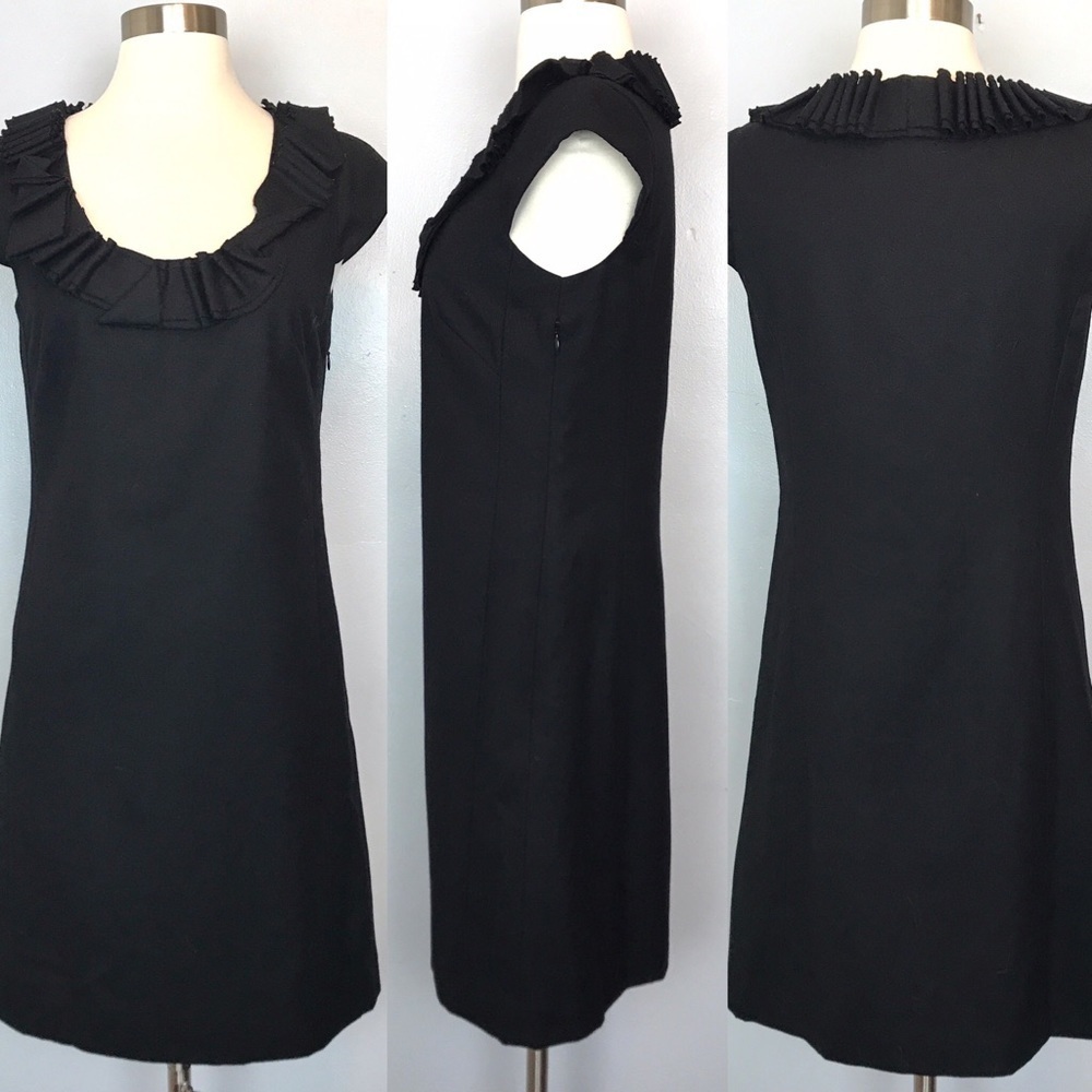 J Crew Black Ribbon Ravine Cap Sleeve Wool Dress S - Picture 3 of 12